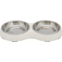 TRIXIE Trixie dubenėlių rinkinys, baltas, melaminas / nerūdijantysis plienas, 2 × 0.2 l/ Ø 13