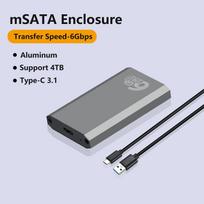 „mSATA“ į USB 3.1 „Gen2“ 6Gbps SSD korpuso adapterio dėklas su C tipo prievadu, skirtas „mSATA“ vidiniam kietojo disko diskui