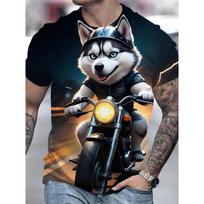 Men's Husky Print T-Shirt Casual Short Sleeve Breathable Round Neck Tshirts For Men Funny Animal Dog Graphic T Shirts Tops S