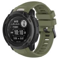 „Garmin Instinct 2X“ silikoninis dirželis su nerūdijančio plieno sagtimi karinė žalia spalva