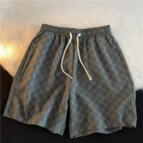 Unisex Retro Checkered Hiphop High Street Casual Shorts XL juoda