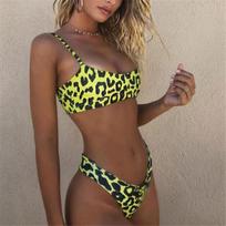 Bikinis Moteriški maudymosi kostiumėliai Leopardas Bikiniai Seksualus Biquini Maudymosi kostiumėlis Push Up Maudymosi kostiumėlis Moteriški paplūdimio drabužiai Maudymosi bikiniai moterims S geltona