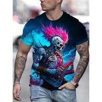 Pop Rock Kaukolės Punk's Not Dead rašto T-shirt'ai Vyrams 3D Spausdinimo Vasaros Hip Hop Tendencija Trumpomis Rankovėmis T-shirt'as Oversized O formos iškirptė Viršutiniai drabužiai S gray