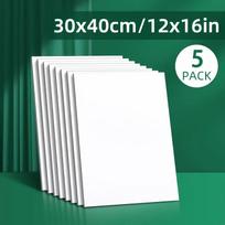 5 drobės rėmeliai, tuščios drobės rėmelių rinkinys 12x16 colių, gruntuotas, baltas, puikiai tinka tapybos projektams, akvarelei 5pcs