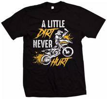 Motocross T Shirt A Little Dirt Never Hurt L gray