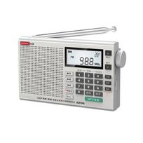 Nešiojamas radijas, 3 juostų FM, MW, SW radijas su ausinėmis, laikrodis, temperatūros termometras, LCD ekranas, TF kortelės lizdas, įrašymo įrenginys sidabras