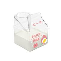 350ml Kawaii Kvadratinis Pieno Puodelis Braškių Persikų Karščiui Atsparus Stiklinis Vandens Puodelis Sulčių Bokalas Butelis Dėžutė Namų Gėrimų Indai Draugų Dovanos 350ml white