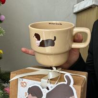 300 ml mielas taksas šuo kavos puodelis keraminis puodelis vaikų porcelianinis puodelis pusryčių puodelis indai dovana mylimiesiems draugams 201-300ml chaki
