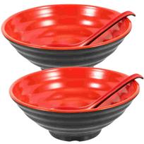 4 vnt Melamino ramen dubenėlių rinkinys japoniškų makaronų sriubos japoniškų indų rinkinio dubenys su šaukštu japoniško dubenėlio kavos spalvos