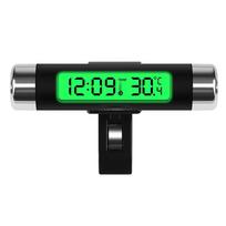 Aukščiausios kokybės skaitmeninis automobilio termometras su laikrodžiu ir apšviečiamu LCD ekranu Automobilio salono oro ventiliacijos temperatūros monitorius Xanh lam