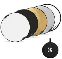 K&F Concept K&F 80cm 5 in 1 round reflector with handle foldable multiple discs with tote bag - translucent, sil
