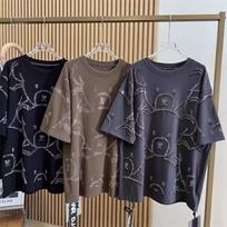 Plus Size 2-300 lbs Women's Cute Bear Design Short-Sleeve T-Shirt for Spring and Summer XL chaki
