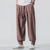 Laisvos medvilnės ir lino vienuolių kelnės, budistinės meditacijos kelnės, pavasario/vasaros ilgos kelnės 4XL kava