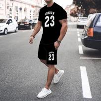 Geltoni vyriški vasariniai tinkliniai hiphopo krepšinio marškinėliai 23 marginti vyriški kostiumai Laisvalaikis Sportinė apranga Gatvės apranga šortai + viršutiniai 2 dalių rinkinys S