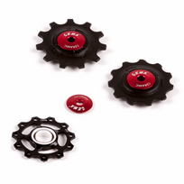 Cema aliuminiai galinio perjungėjo ratukai Shimano 10/11 pavarų (nerūdijantis plientas-keramika), Black