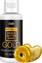 "Edible Glitter" skysti valgomieji blizgučiai - 60 ml metalinių skystų valgomųjų blizgučių miltelių tortams, kepiniams, makaronams - metaliniai maistiniai blizgučiai "pasidaryk pats" sausainiams, fondantui (aukso spalvos)