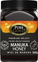 "Pure Gold Manuka Honey 525+" 500 g Naujosios Zelandijos medaus plastikinėje pakuotėje MBO sertifikatas ir MPI standartai