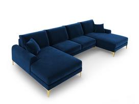 Minkštas kampas Mazzini Sofas Madara 6S, tamsiai mėlynas/auksinės spalvos