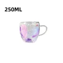 250/350ML Kavos puodelis Plunksnų dizainas Dvisienis stiklinis puodelis Atsparus karščiui Kavos stiklas Namai Ofisas Jogurto Sulčių puodelis Dovanų puodelis 301-400ml white