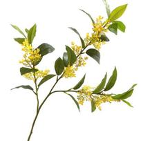 Dirbtinė medžio šaka Osmanthus Fragrans Maža geltona gėlė, žalias lapas Realistiškas, nevytantis, be laistymo nuotraukų, namų biuro sekso drabužiai brown
