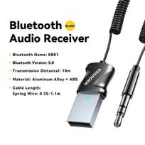 Essager Bluetooth 5.0 garso imtuvas donglas USB į 3,5 mm Aux garso lizdą Automobilio garso Aux skirtas automobilio garsiakalbiams Stereo belaidis imtuvas Bluetooth v5.0 juoda