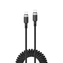 Acefast C14-03 USB-C – USB-C Spring kabelis 480Mb/s 3A 1.2m – Juodos spalvos