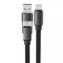 Acefast C13-04 USB-C – USB-A / USB-C kabelis 480Mb/s 3A 1.2m – Juodos spalvos