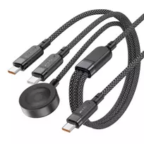 Acefast C6-11 USB-C 3in1 laidas – 2x USB-C / Qi 480Mb/s 100W 1.2m – Juodos spalvos