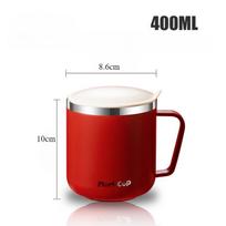 400 ml dvigubos sienelės kavos puodelis su dangteliu, nerūdijančio plieno, nešiojamas, izoliuotas, nepralaidus termosinis puodelis, skirtas biurui, namams, pienui, sultims, gėrimams 400ml raudona