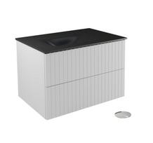 Pakabinama vonios spintelė su praustuvu Besco Akya Linea, 76 cm, balta/pilka