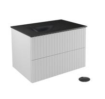 Pakabinama vonios spintelė su praustuvu Besco Akya Linea, 76 cm, balta/pilka