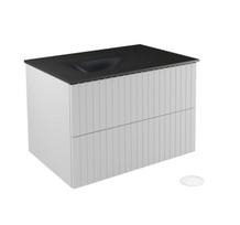 Pakabinama vonios spintelė su praustuvu Besco Akya Linea, 76 cm, balta/pilka