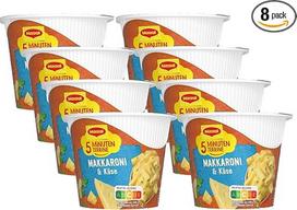 MAGGI "5 Minute Terrine Macaroni and Cheese", skanus paruoštas maistas, greitai paruošiami makaronai kreminiame sūrio padaže, 8 vnt. (8 x 63 g)