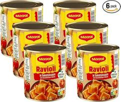 MAGGI Ravioli pomidorų padaže, koldūnai su aštria mėsa, vaisių pomidorų padaže, skanus paruoštas maistas, idealiai tinka stovyklavimui, 6 vnt. (6 x 800 g)