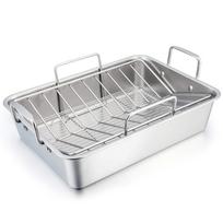 Kepimo skarda 40x30x10CM Nerūdijančio plieno indas kepti kalakutą su kepimo grotelėmis V formos kepimo grotelės keptai vištienai, daržovių kepimui