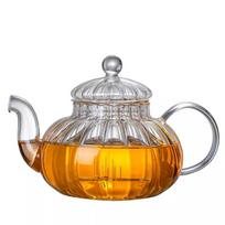 HMLOVE Heat Resistant Glass Teapot Pumpkin Kettle Tea Infuser Filter High Borosilicate Chinese Teawear Flower Pot 600ml
