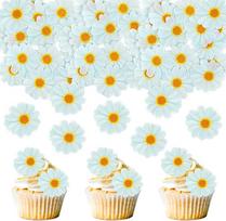Pakuotė iš 40 valgomų gėlių Cupcake Toppers Baltos chrizantemos Cake Toppers Valgomos gėlės Cake Decoration Picks Vestuvių kūdikių dušas Šalis Vestuvių metinės Gimtadienio vakarėlis Cupcake Decoration