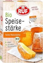 RUF ekologiškas krakmolas, grynas kukurūzų krakmolas, idealiai tinka biriems pyragams, padažams ir vaisių kompotams surišti, be glitimo ir veganiškas