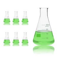 Stiklinės Erlenmejerio kolbos rinkinys, 500 ml siaura burna, 6 vnt. borosilikatinės 3.3 kūginės kolbos laboratorijai su atspaudu <500ml