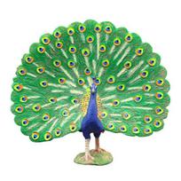Lovely Peacock Figurine Professional Painted Craft Wear-resistant Multifunctional Realistic Party Peacock Models Figure žalia