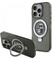 Juodas dėklas Apple iPhone 16 Pro Max telefonui "Karl Lagerfeld Ringstand Karl and Choupette MagSafe Case"