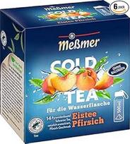"Meßmer" šalta arbata "Iced Tea Peach", skirta vandens buteliukui, be cukraus, be kalorijų, alternatyva saldiems gėrimams, tokiems kaip limonadas ar sultys, 14 piramidinių maišelių (6 vnt.)