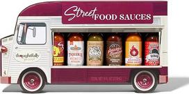 "Thoughtfully Street Food" padažų dovanų rinkinys "Food Truck" kalėdinis rinkinys su 6 aštriais mėsos ir grilio padažais