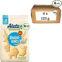 Alete bewusst Ekologiški speltų sausainiai (4 x 125 g) - traškūs speltų sausainiai kūdikiams, be palmių aliejaus, nuo 10 mėnesių