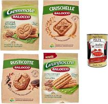 Balocco Biscotti Integrali Viso grūdo sausainiai Sausainiai su smulkių daigintų grūdų ir rudojo cukraus mišiniu 4 x 700 g + itališki gardėsiai Polpa 400 g