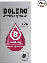 Bolero CRANBERRY 24 x 3 g | Sulčių milteliai be cukraus, pasaldinti stevija ir vitaminu C | Tinka vaikams, sportininkams ir diabetikams | Be glitimo ir tinkami veganams | Spanguolių skonio