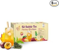 Burbulinės arbatos rinkinys "Mango" - 6 burbulinės arbatos - cukranendrių šiaudeliai - be glitimo ir veganų