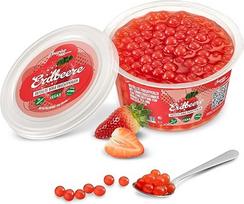 INSPIRE FOOD Burbulinės arbatos rutuliukai Braškių arbata burbulinei arbatai, popping boba rutuliukai, tapijokos vaisių rutuliukai ir boba rutuliukai - 100 % veganiški ir be glitimo, be dirbtinių dažiklių, 450 g