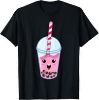 Kawaii Boba pieno arbata mielas braškių burbulinės arbatos mėgėjas Dovanų marškinėliai