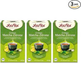 Yogi Tea - žalioji arbata Matcha Lemon, ajurvedinė žalioji ekologiška vaistažolių arbata, žaliosios arbatos, Matcha, citrinžolės ir citrinžolės mišinys, 3 pakuotės, 3 x 17 maišelių (iš viso 51 arbatos maišelis)